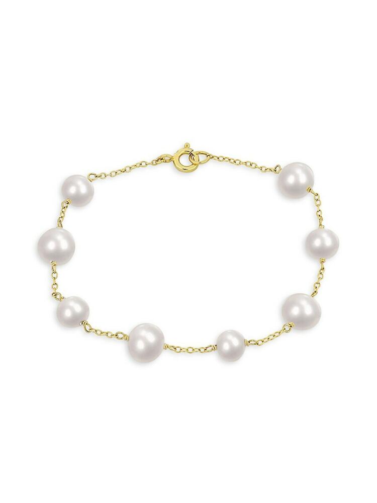 Sonatina Women's 14K Goldplated Sterling Silver & 6.5-8.5MM Cultured Freshwater Pearl Station Bracelet Cover