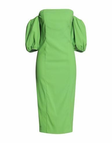 Carla G. Woman Midi dress Green Acetate, Viscose, Elastane Cover