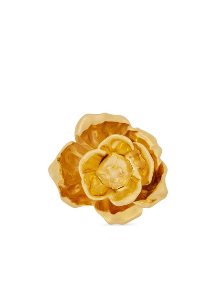 Oscar de la Renta Gardenia polished-finish brooch - Gold Cover