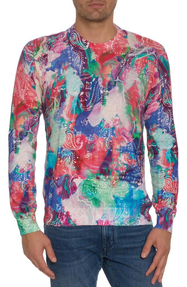 Robert Graham Night Gallery Print Cotton & Linen Crewneck Sweater in Blue Multi Cover