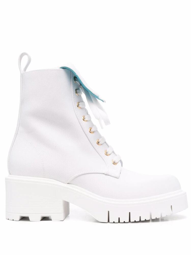 Chiara Ferragni logo-embossed lace-up boots - White Cover