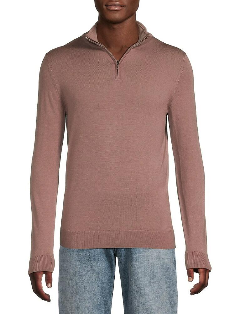 Reiss Men's Quarter-Zip Wool Sweater - Woodrose Cover