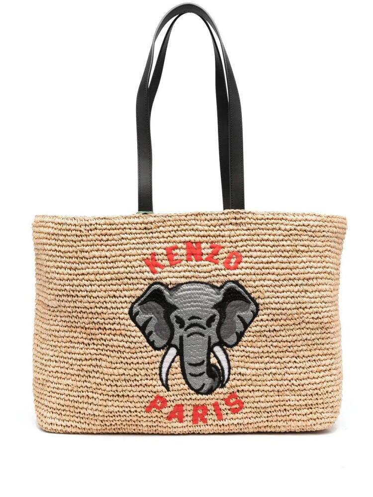 Kenzo Elephant-embroidered tote bag - Neutrals Cover