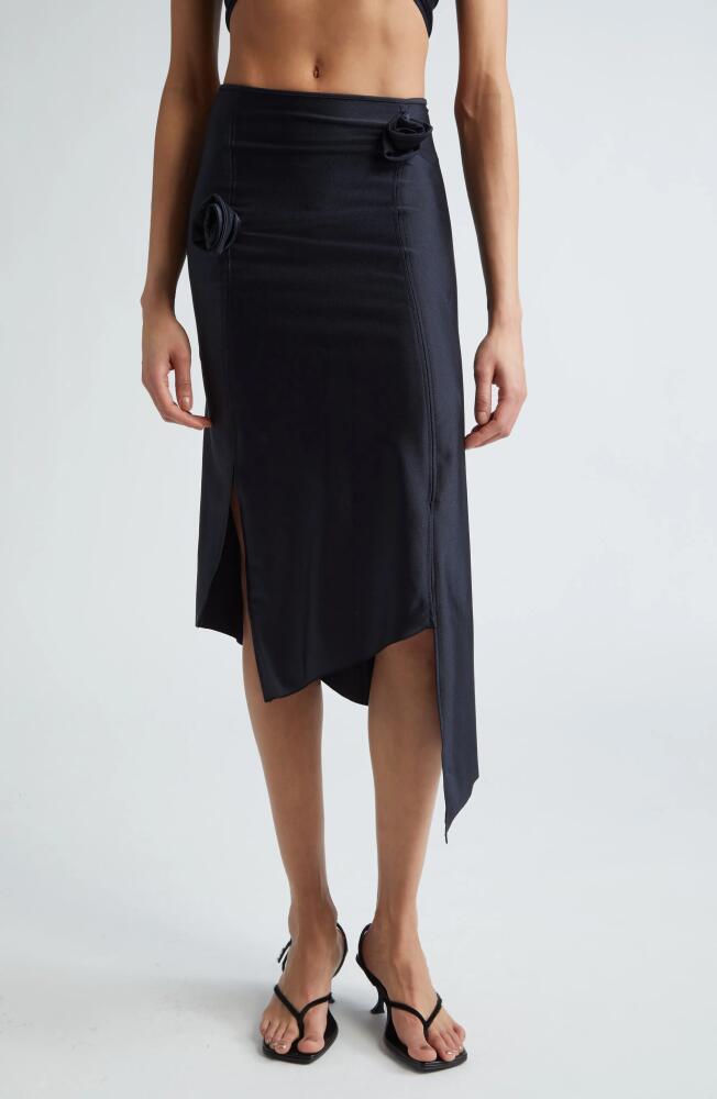 Coperni Rosette Asymmetric Jersey Midi Skirt in Black Cover