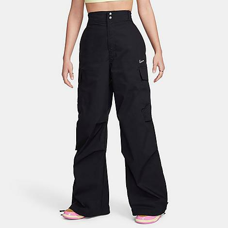 Nike Women's Sportswear High-Waisted Loose Woven Street Cargo Pants in Black/Black Cover