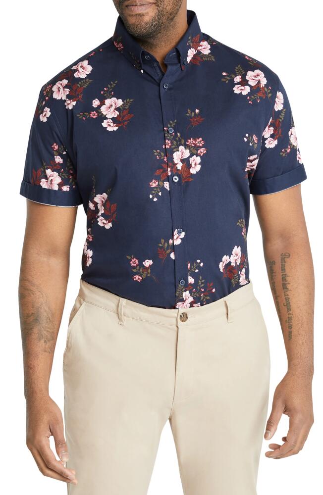 Johnny Bigg Flint Slim Fit Floral Short Sleeve Button-Down Shirt in Navy Cover