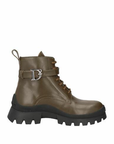 Dsquared2 Woman Ankle boots Military green Calfskin Cover