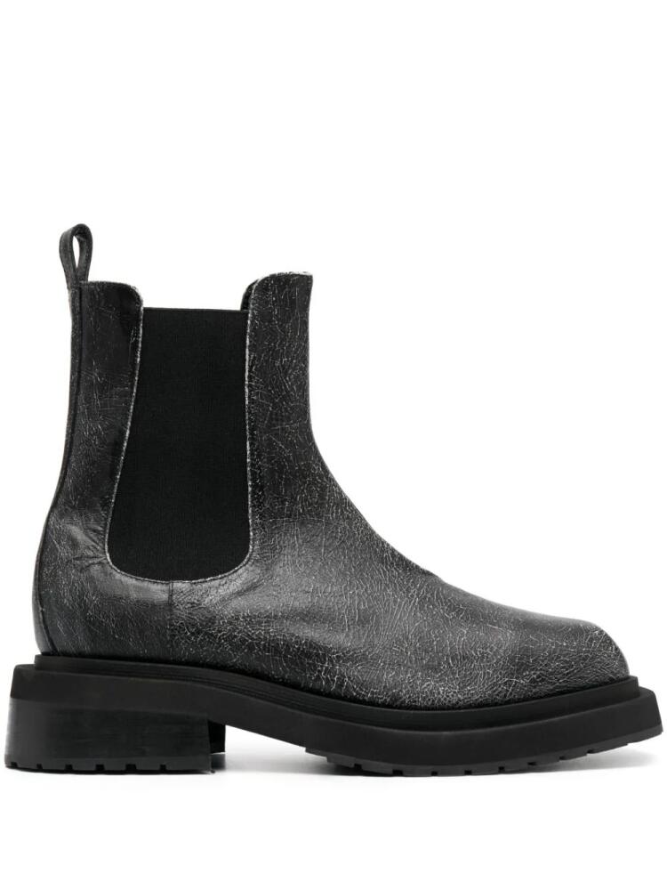 Eckhaus Latta Mike cracked-effect leather boots - Black Cover