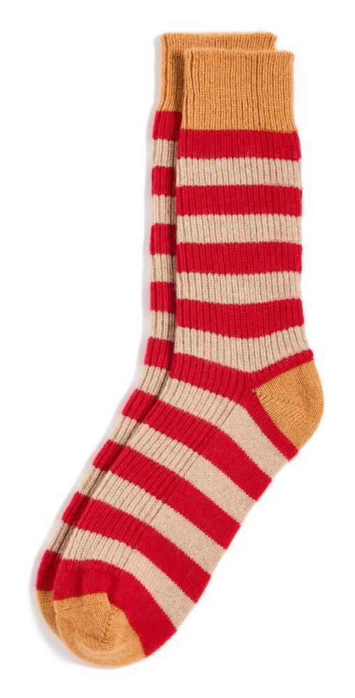 Guest in Residence Striped Soft Socks Dune/True Red Stripe Cover