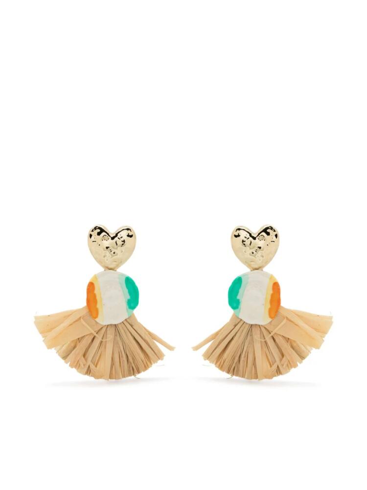 Bimba y Lola heart-motif fringed earrings - Neutrals Cover