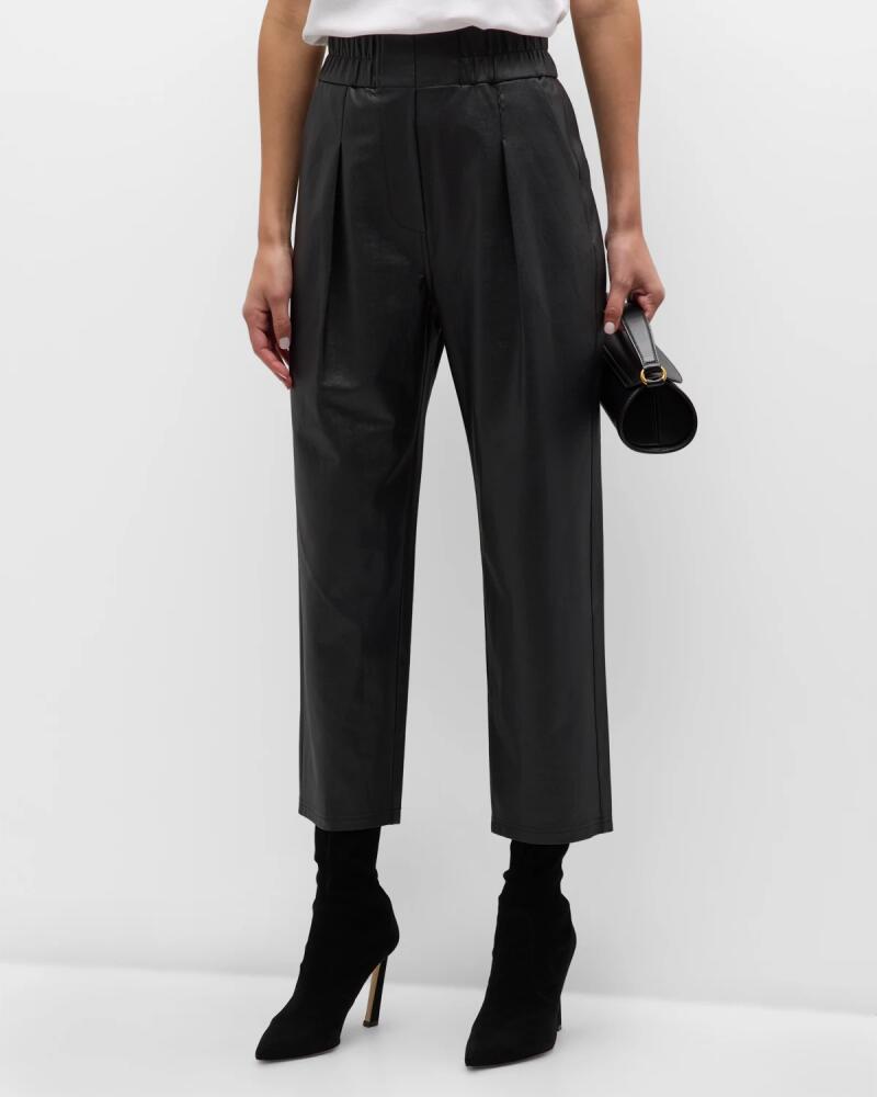 Brochu Walker Fiera Pleated Cropped Vegan Leather Pants Cover