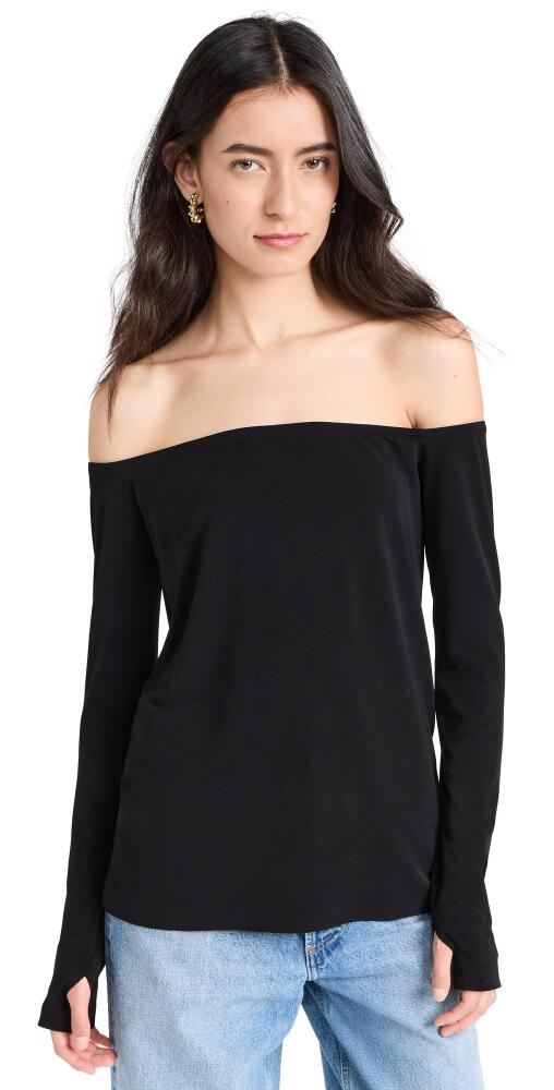 Norma Kamali Long Sleeve Off Shoulder Top Black Cover