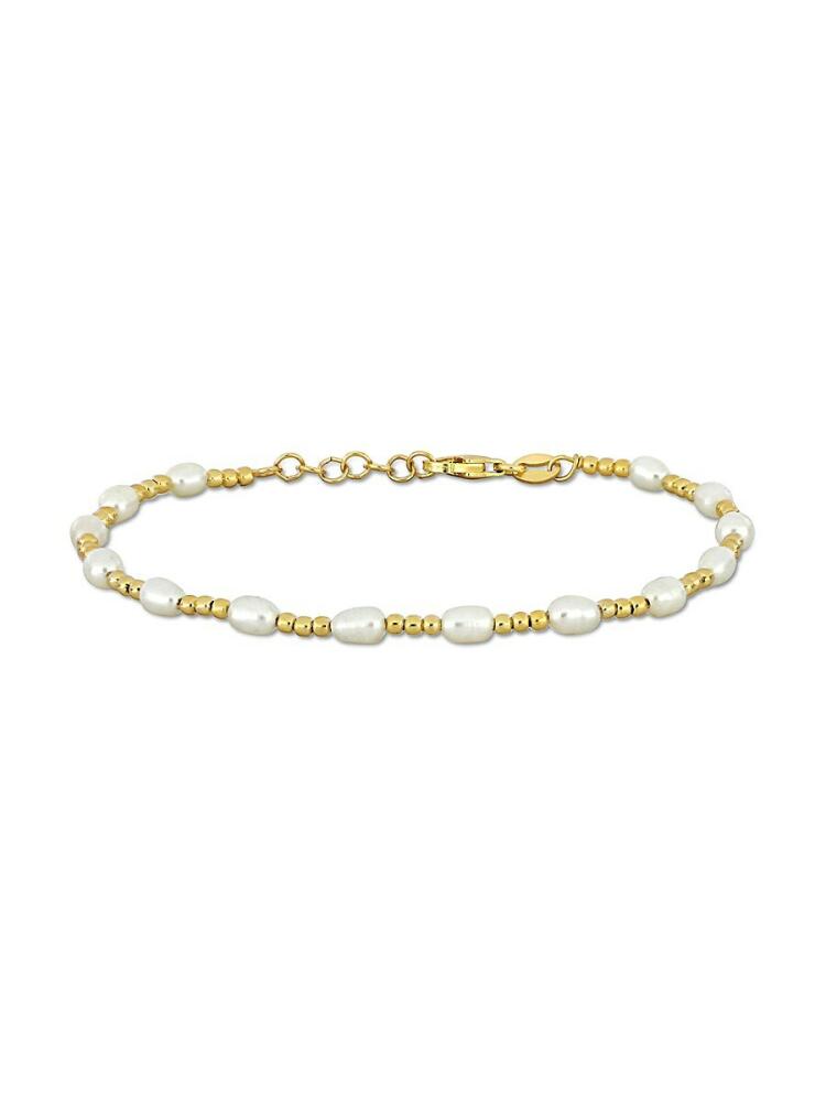 Sonatina Women's Goldtone Sterling Silver & Freshwater Rice Pearl Beaded Bracelet Cover