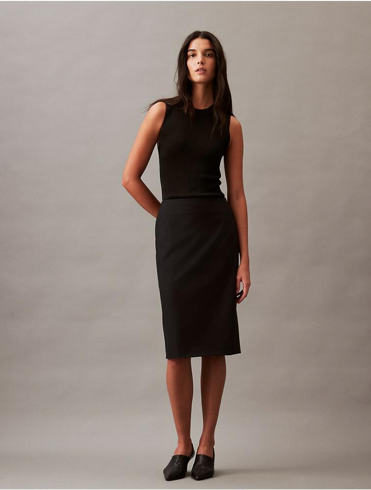 Calvin Klein Women's Refined Stretch Pencil Skirt - Black Cover