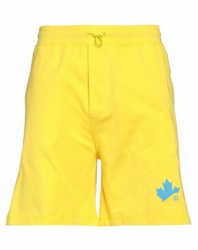 Dsquared2 Man Shorts & Bermuda Shorts Yellow Cotton Cover