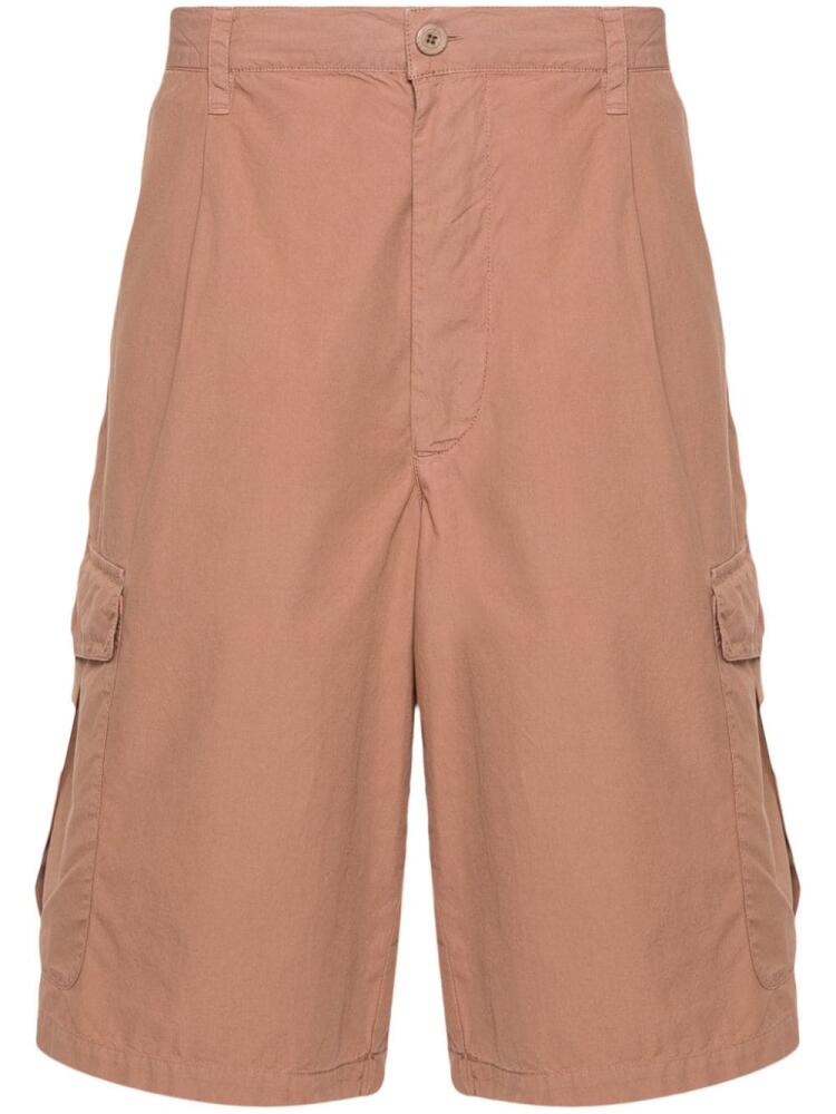 Emporio Armani pleat-detail cotton cargo shorts - Brown Cover