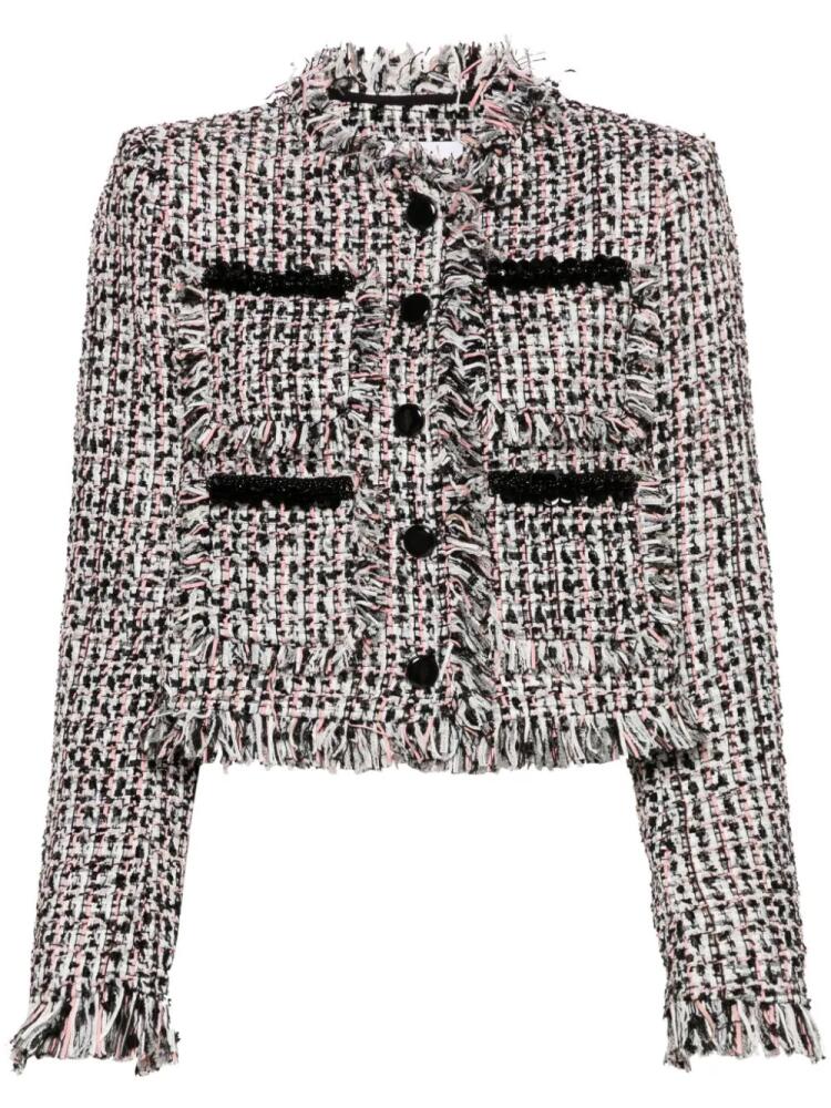 Self-Portrait frayed tweed jacket - Black Cover