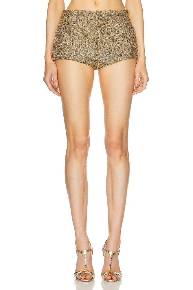 TOM FORD Tweed Short in Metallic Gold Cover