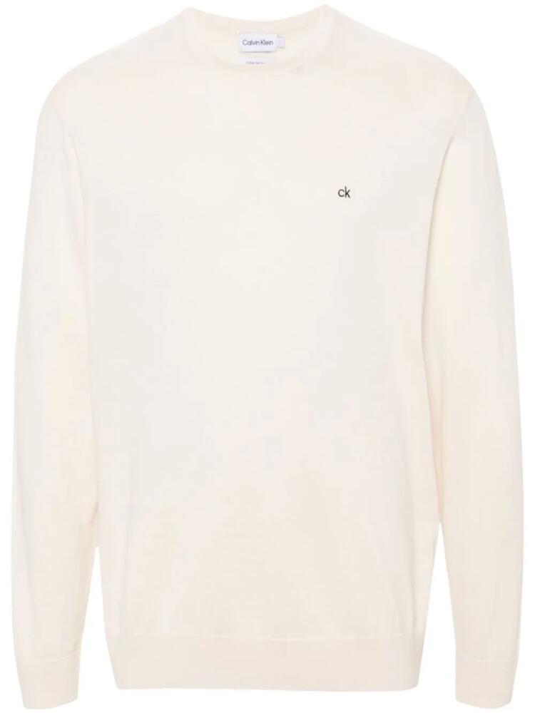 Calvin Klein logo-embroidered jumper - Neutrals Cover