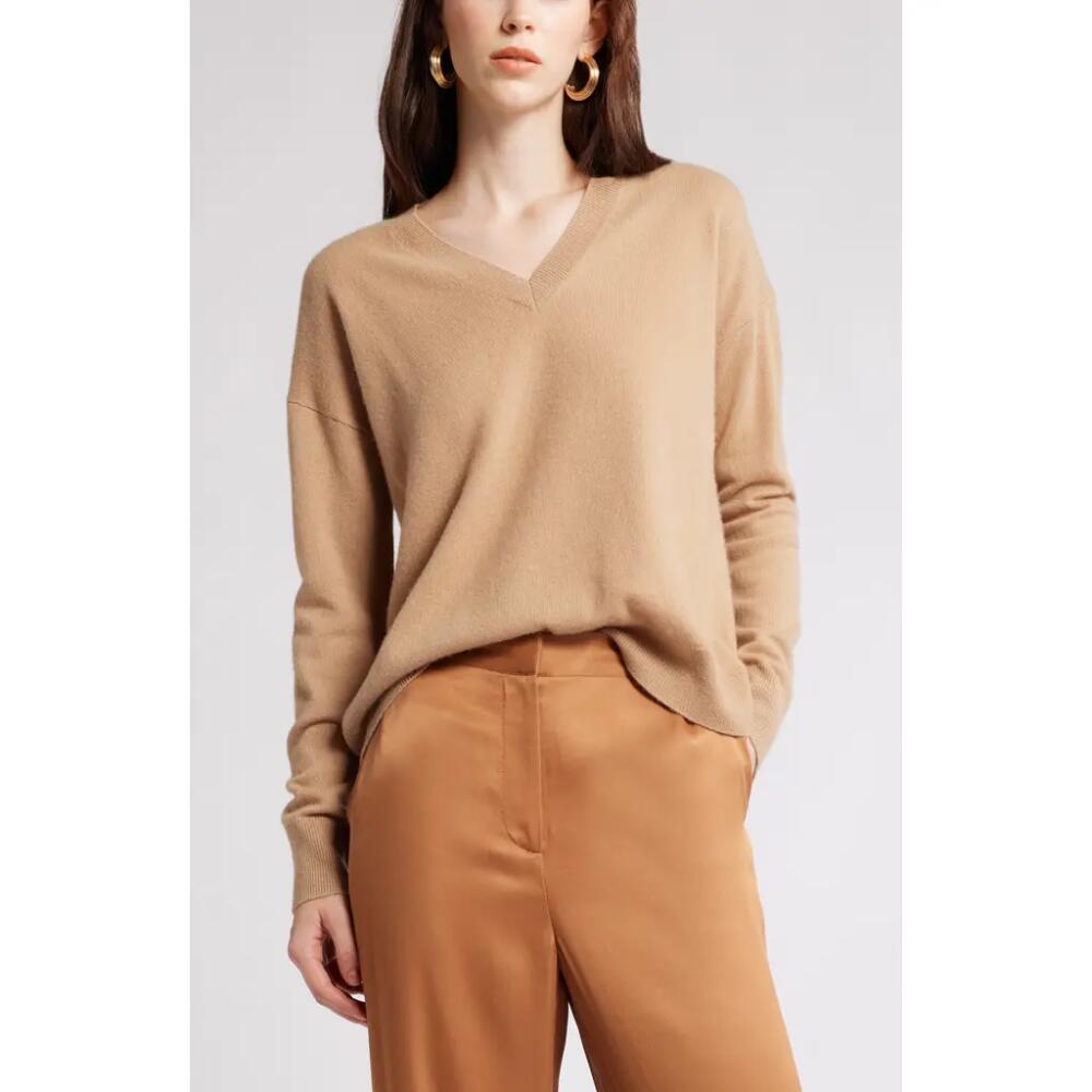 Nordstrom V-Neck Cashmere Sweater in Camel Cover