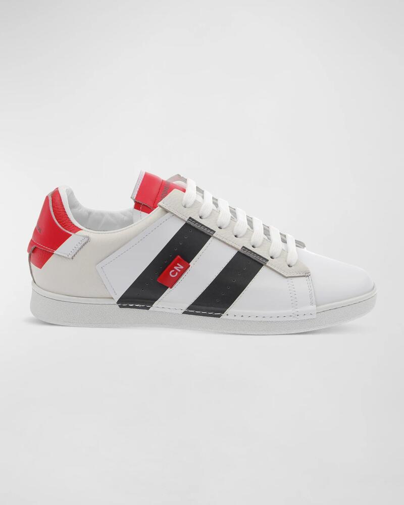 Costume National Men's Striped Leather Low-Top Sneakers Cover