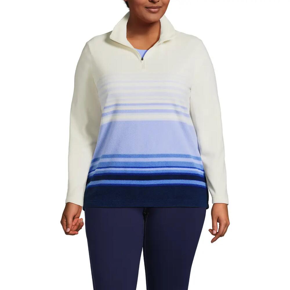 Lands' End Anyweather Fleece Quarter Zip Pullover in Light Cornflower Ombre Stripe Cover