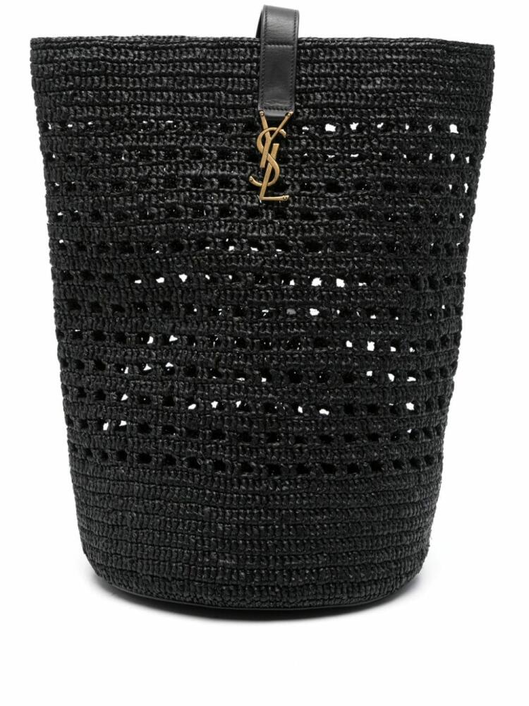 Saint Laurent woven raffia bucket bag - Black Cover