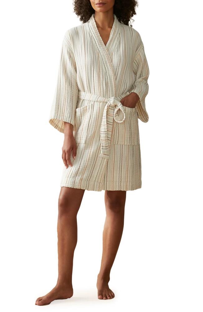 Coyuchi Organic Cotton Robe in Undyed W/Warm Stripe Cover