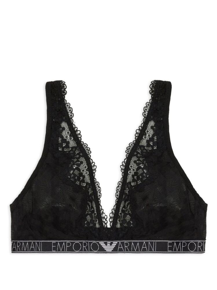 Emporio Armani logo-underband lace bra - Black Cover