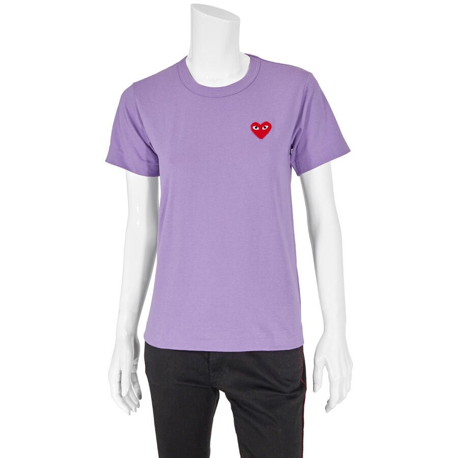 Comme Des Garcons Play Ladies Purple Heart-Embroidered Cotton-jersey T-shirt Cover