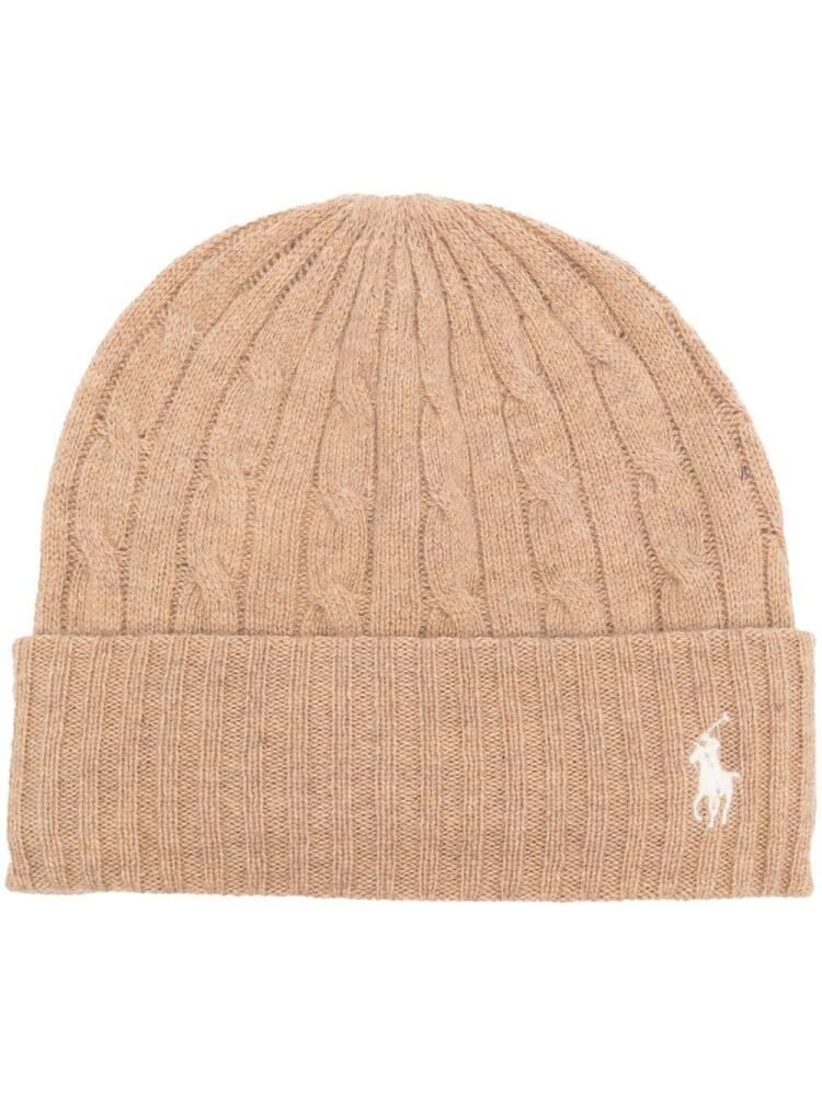 Polo Ralph Lauren embroidered-logo cable-knit beanie - Neutrals Cover