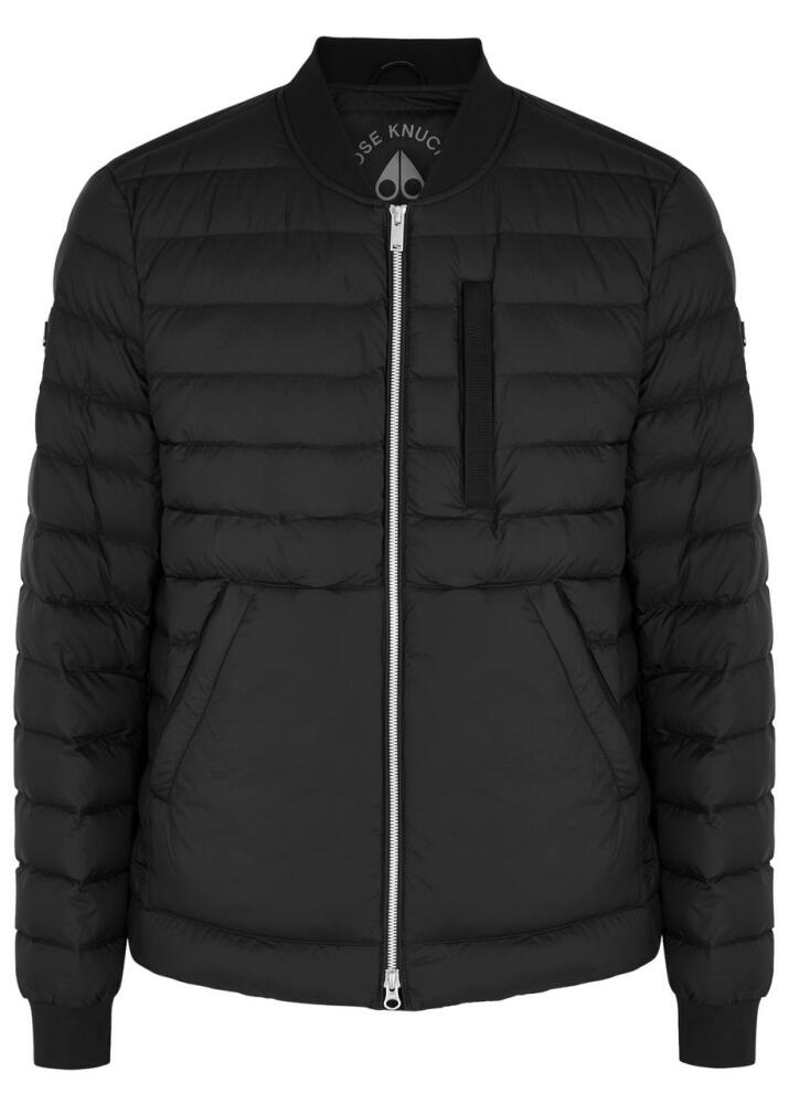 Moose Knuckles Air Down Quilted Shell Bomber Jacket - Black Cover