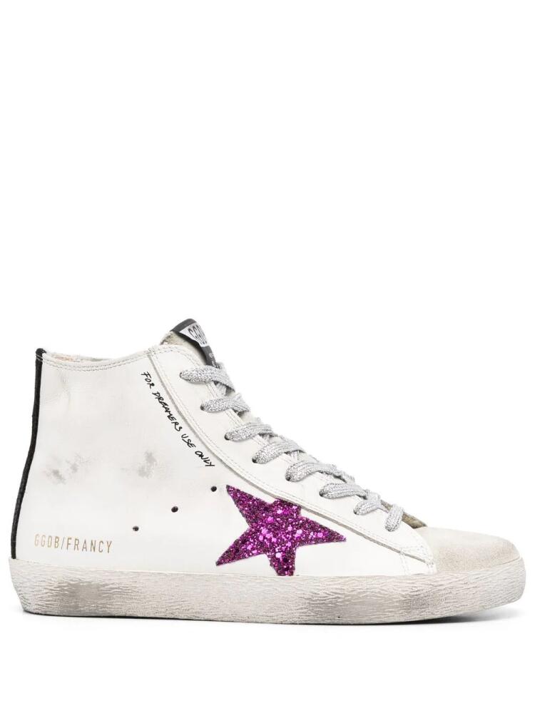 Golden Goose star patch leather high-top sneakers - White Cover