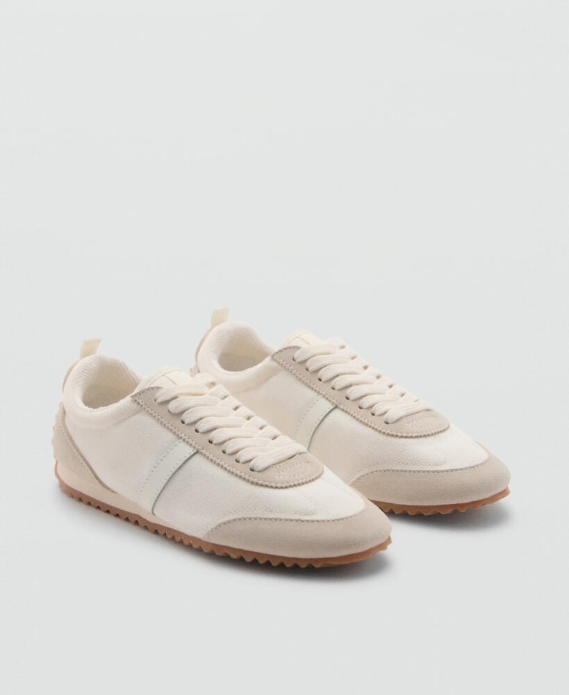 Mango Women's Leather Panels Canvas Sneakers - Beige Cover