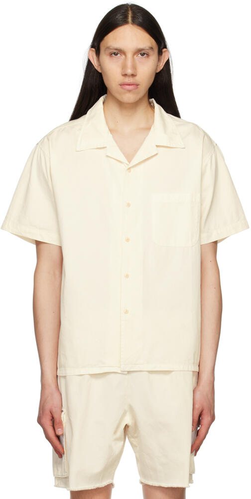 Les Tien Off-White Open Spread Collar Shirt Cover