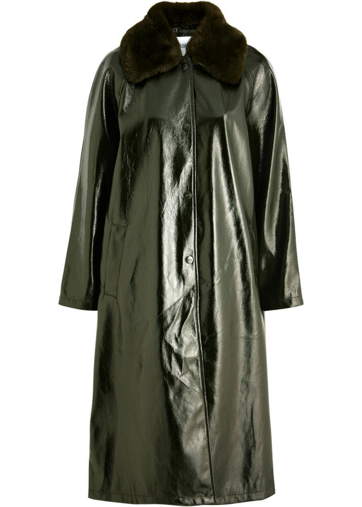 Jakke Lumi Faux Fur-trimmed Vinyl Coat - Dark Green Cover