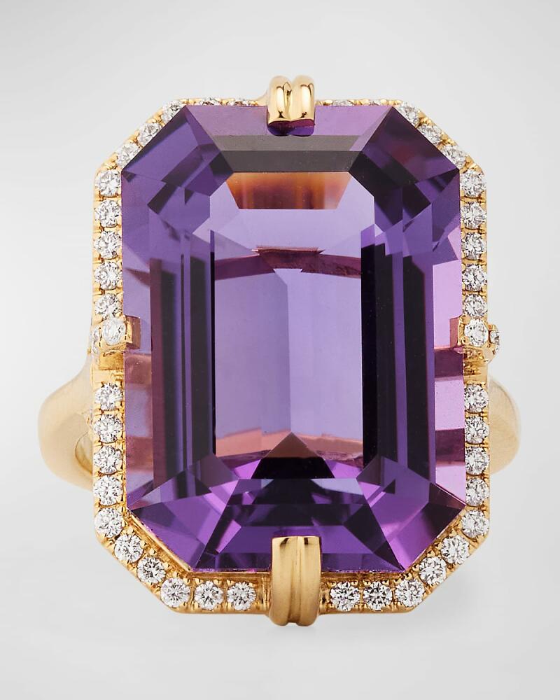 Goshwara Gossip Emerald-Cut Amethyst Statement Ring with Diamonds Cover