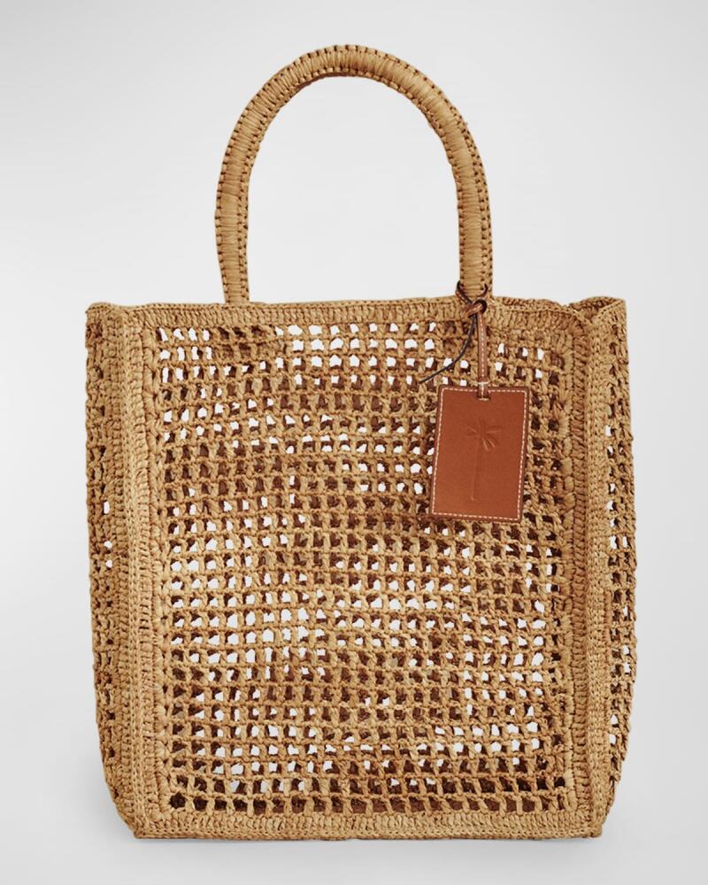 Manebi Net North-South Raffia Top-Handle Bag Cover