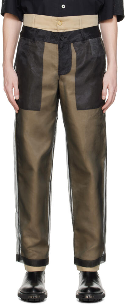 Feng Chen Wang Black & Beige Layered Trousers Cover