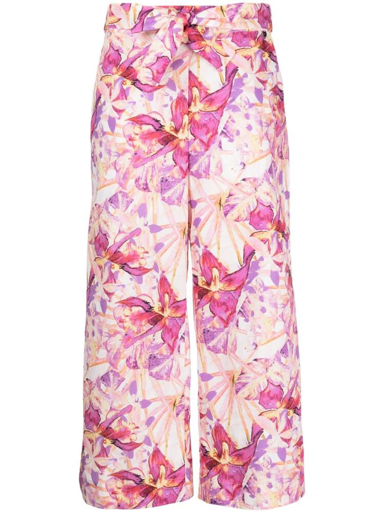 LIU JO floral-print cropped trousers - Purple Cover