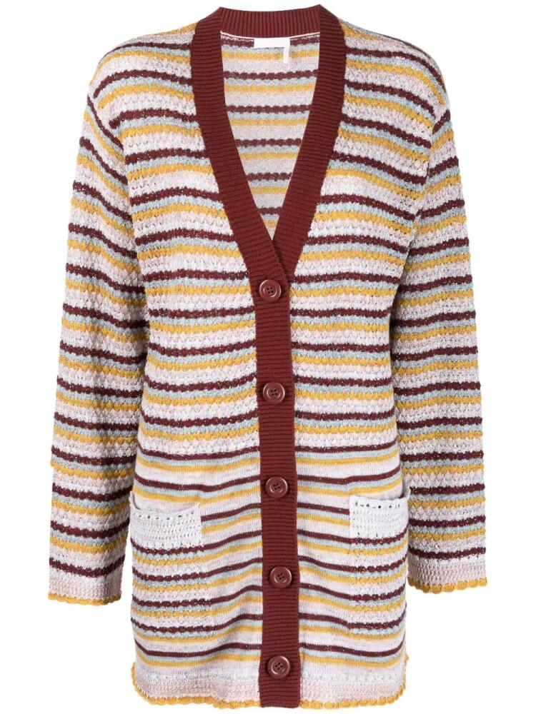 See by Chloé striped knitted cardigan - Red Cover