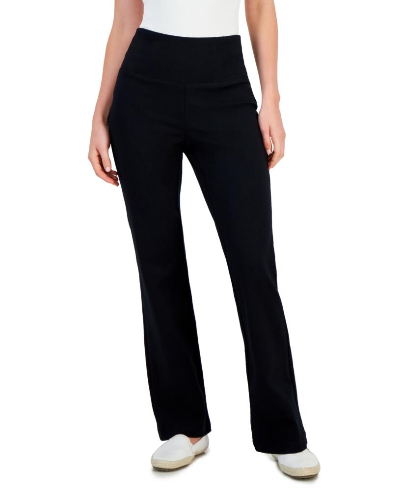 Style & Co Petite High-Rise Pull-On Bootcut Ponte Pants, Created for Macy's - Deep Black Cover