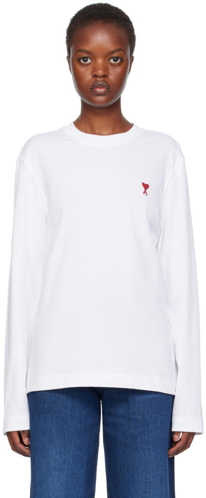 AMI Paris White Ami De Cœur Long Sleeve T-Shirt Cover