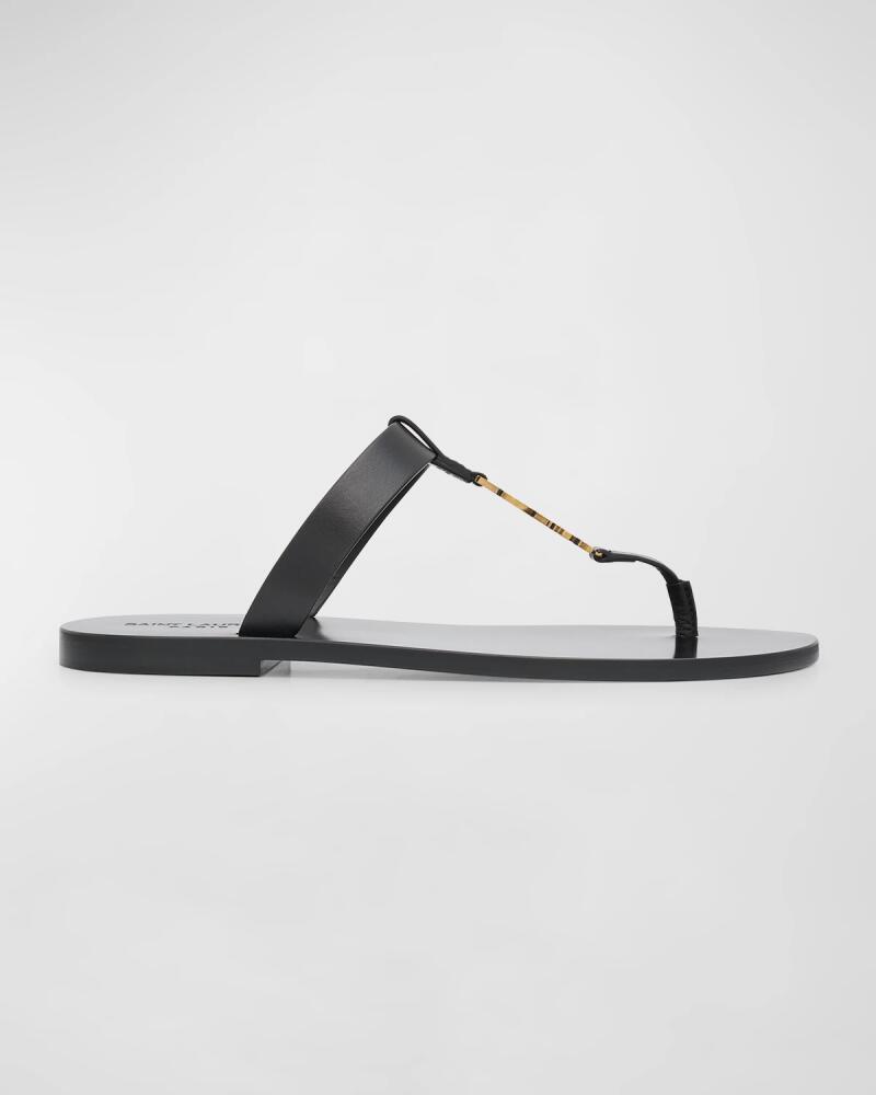 Saint Laurent Men's Pepe 05 YSL Slide Sandals in Leather Cover