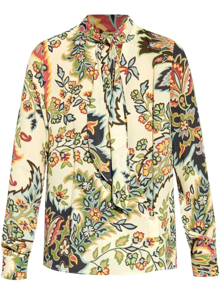 ETRO botanical scarf collar blouse - Neutrals Cover