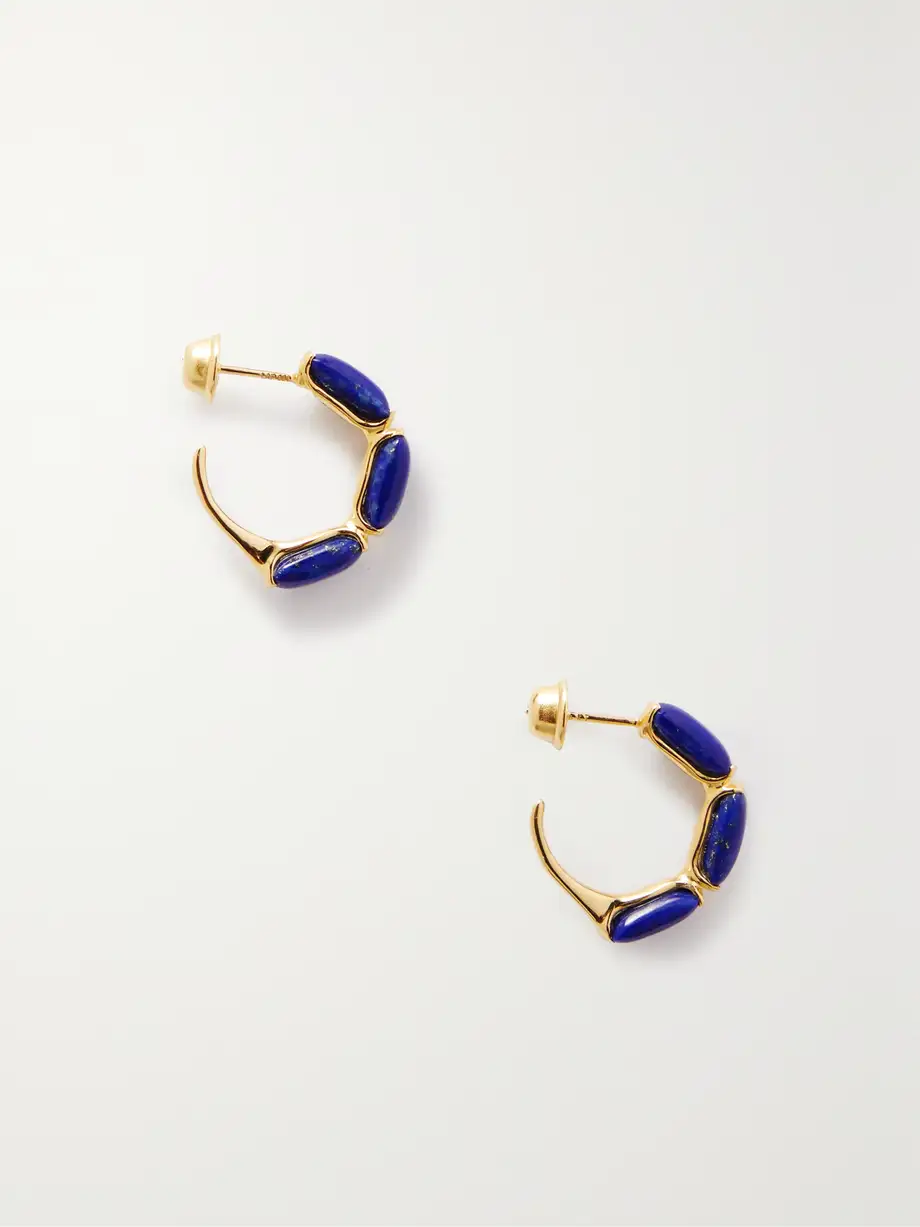 Fernando Jorge - Oblong Small 18-karat Gold Lapis Lazuli Hoop Earrings - Blue Cover