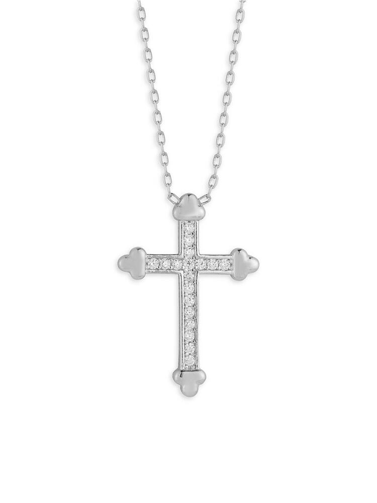 SPHERA MILANO Women's Sterling Silver & Cubic Zirconia Cross Pendant Necklace - Silvertone Cover