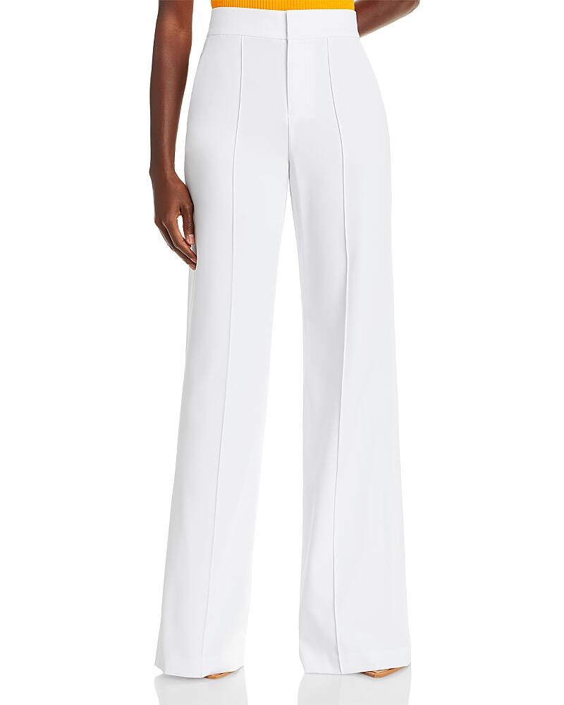 Alice and Olivia Dylan High Waist Wide Leg Pants in White Crystal Trim Crepe Cover