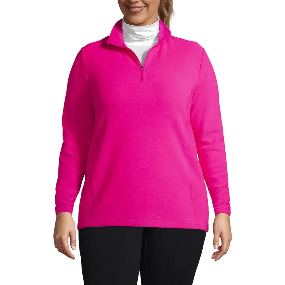 Lands' End Plus Size Anyweather Fleece Quarter Zip Pullover in Fuchsia Pink Cover