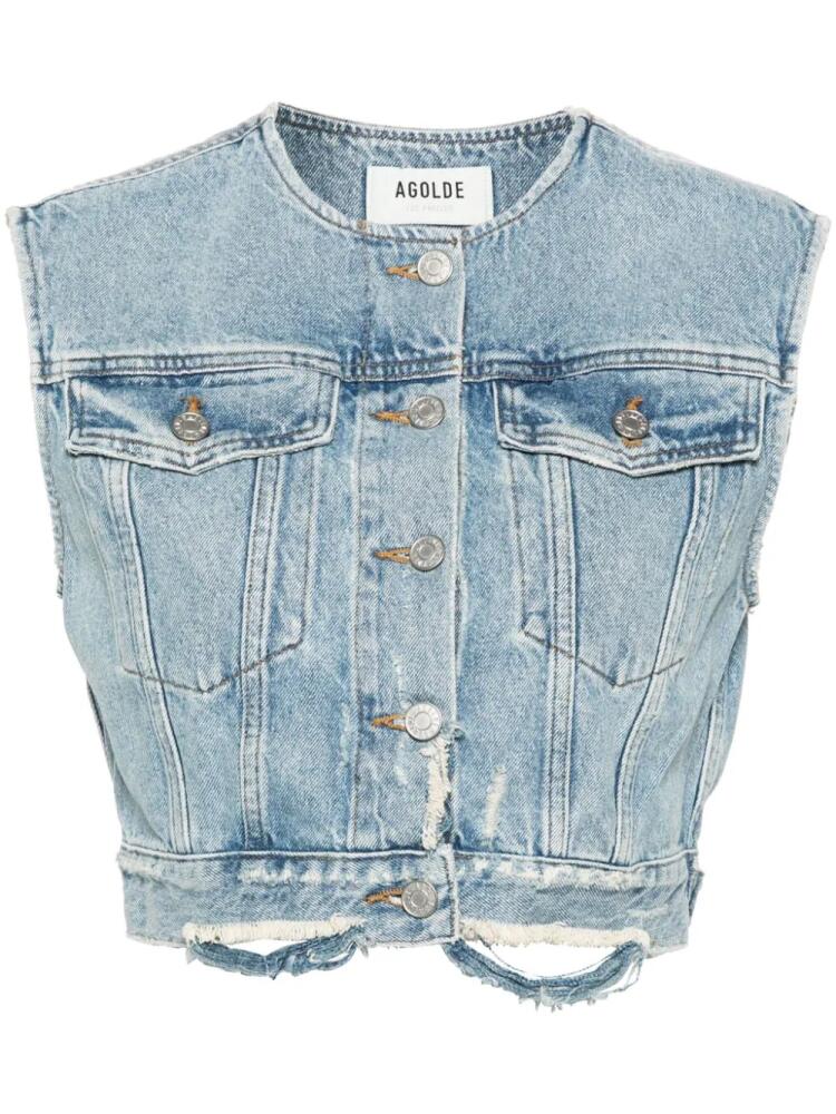 AGOLDE Leo cotton denim vest - Blue Cover